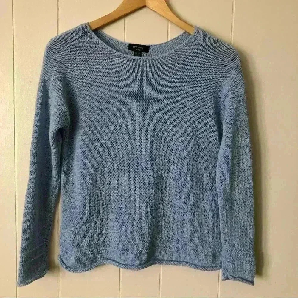 Lord & Taylor Knit Light Blue Cotton Blend Top Sweater Size PS